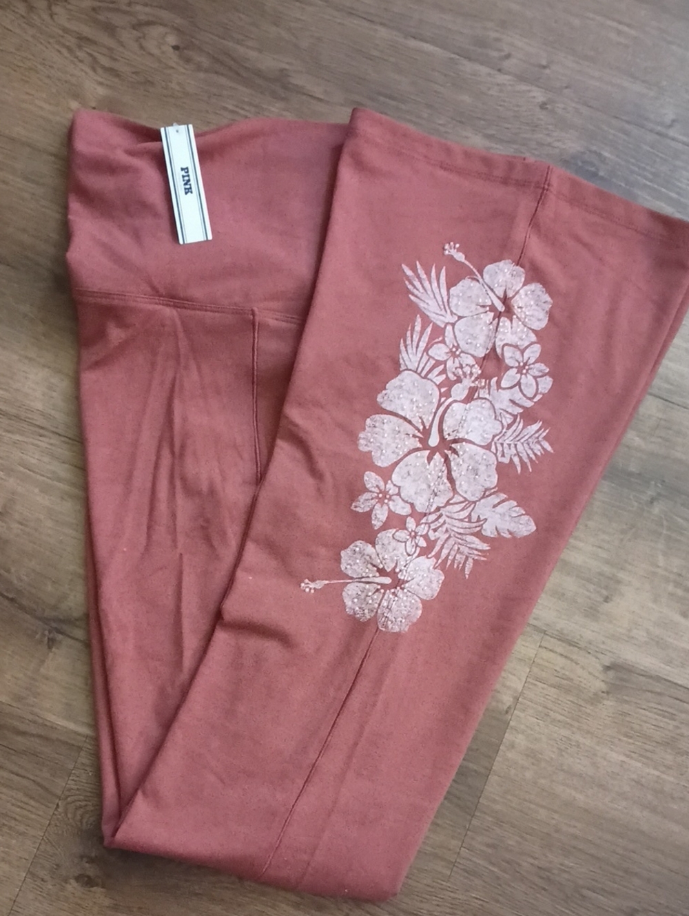 PINK Victoria's Secret Rose Rust Floral Leggings